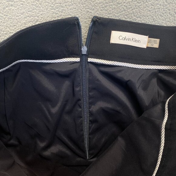 Calvin Klein Skirt Womans Size 12 Black Pencil Career Knee Length Casual Boss - Picture 7 of 12
